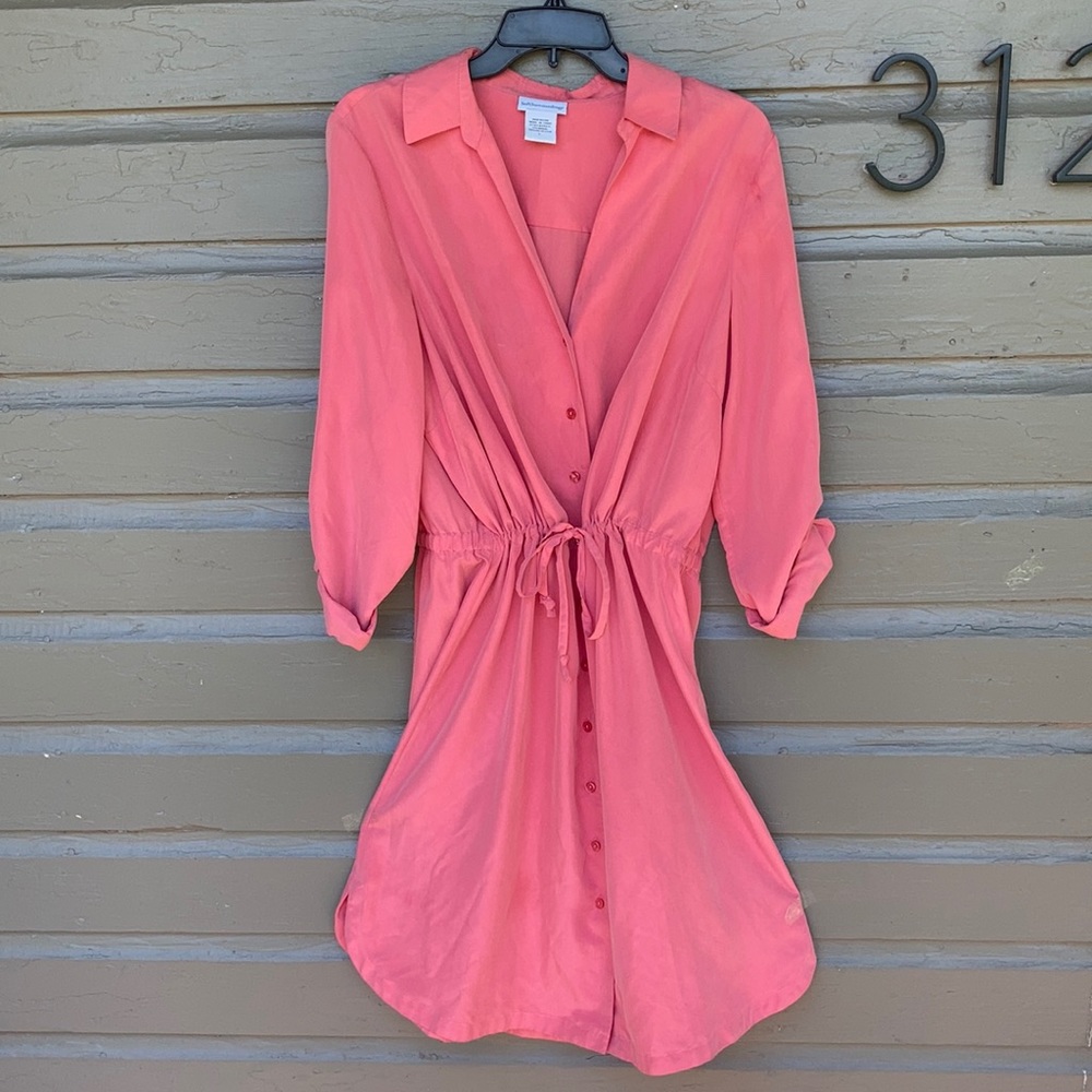 Soft Surroundings Orange Pink Wrap Midi Dress